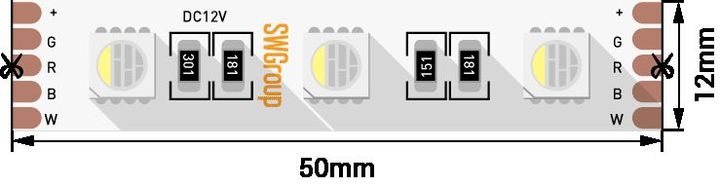 Светодиодная лента SWG 19,2W/m 60Led/m 5050SMD RGB/теплый белый 5M SWG560-12-19.2-RGB+WW-M 010116