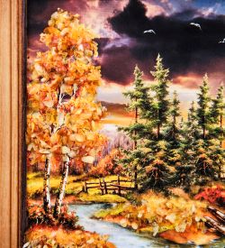 AMB-74/52 Картина «Красота природы» (с янтарной крошкой) дер.краш.рамка 12х15