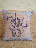 Декоративный гобеленовый чехол для интерьерной подушки Лавандовый чай 38*38