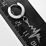 Серьга кольцо с подвеской "Молния" (22х12мм) для пирсинга уха. Медицинская сталь. Цена за одну штуку!