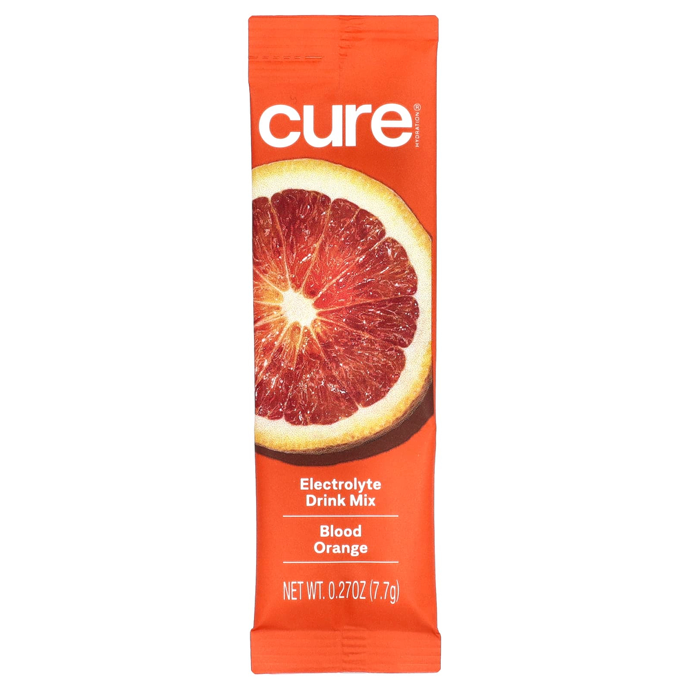 Cure Hydration, Смесь для приготовления электролитов, красный апельсин, 14 пакетиков по 7,7 г (0,27 унции)