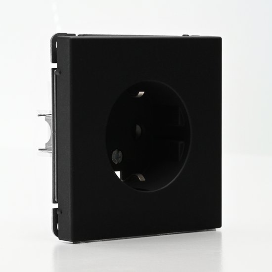Розетка ArtGallery 16А с заземл. защ. шторки механизм карбон SE GAL001045