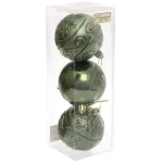 Новогодние шары 8 см (набор 3 шт) «Микс фактур», изумруд
