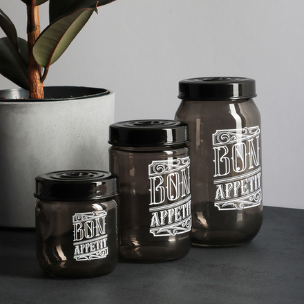 HEREVIN Блэк Банка для сыпучих продуктов, стекло, 660мл, 172441-818