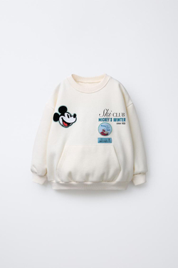ZARA ТОЛСТОВКА С КАРМАНОМ MICKEY MOUSE © DISNEY, ЭКРЮ