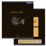 Тетрадь 36 л., А5, линия, Alingar "Positive book", скрепка, второй блок 60г/м2, мелованный картон (стандарт), 4 дизайна в пленке т/у