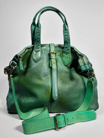 Женская премиальная изумрудно-зеленая сумка из натуральной кожи "Венеция"