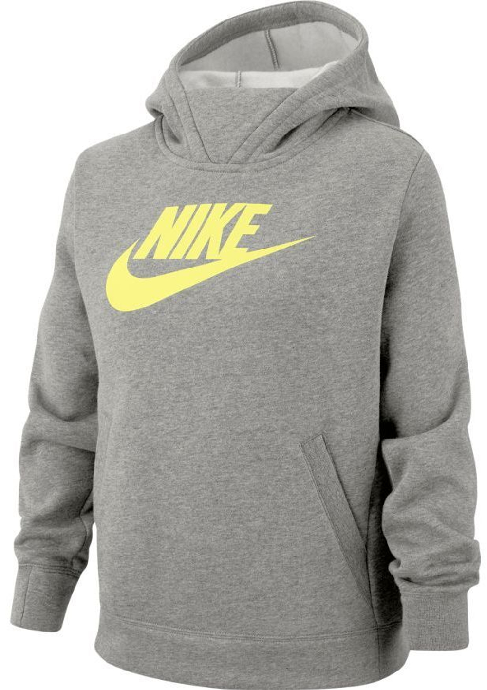 Кофта для девочки теннисная  Nike Sportswear Pullover Hoodie - carbon heather/lt zitron