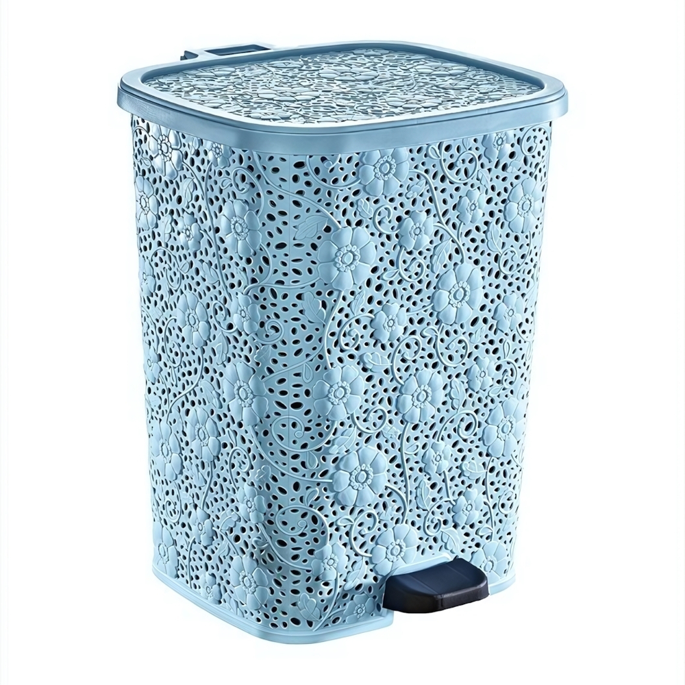 Мусорное ведро с педалью 26 лт АЖУРНОЕ голубое