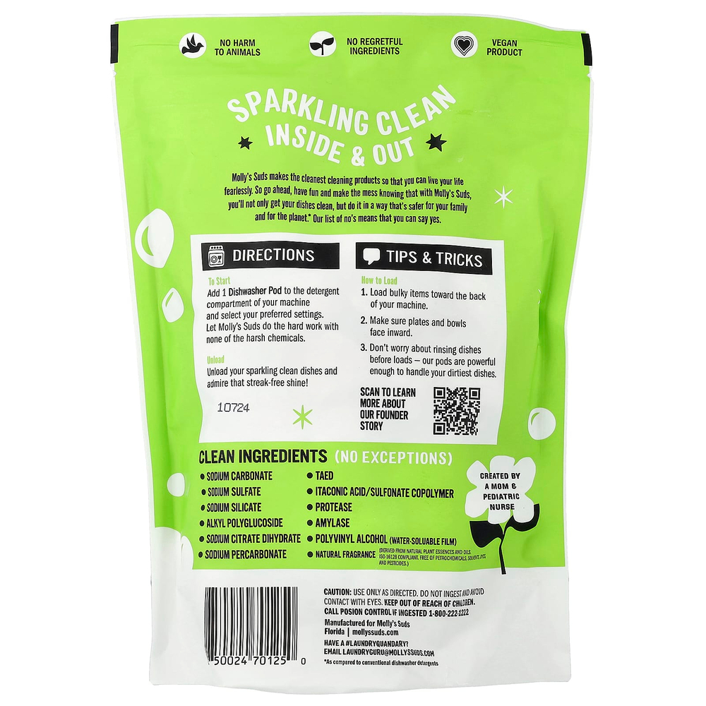 Molly's Suds, капсулы для посудомоечной машины, с цитрусовым вкусом, 60 капсул, 0,84 кг (29,63 унции)