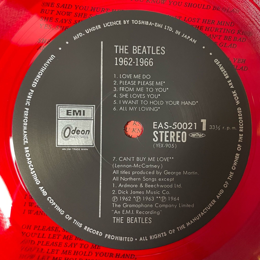 Винтажная виниловая пластинка LP The Beatles 1962 1966 (Japan 1982) (Red Vinyl) And I Love Her