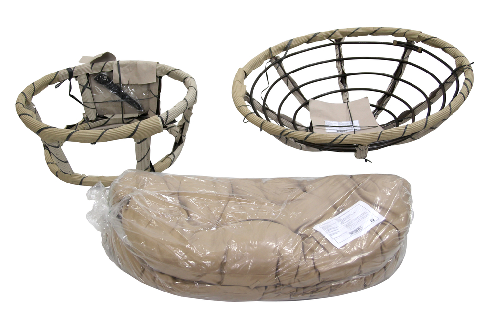 Кресло для отдыха Папасан арт.Р110СС Ø110см ротанг натуральный 3уп(1 уп корзина коньяч, 1 уп подставка, 1 уп подушка беж)