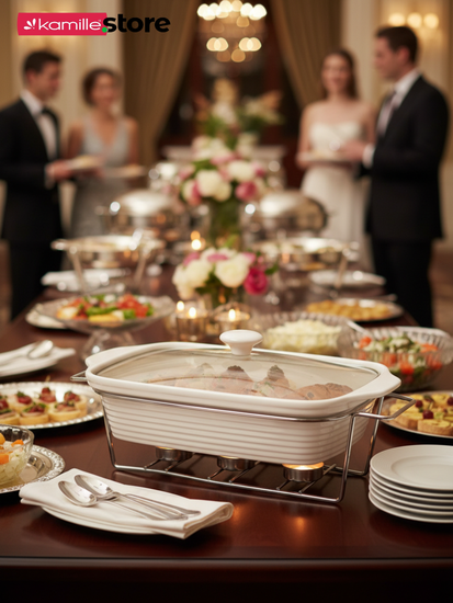 Мармит керамический прямоугольный 2,4 л. Kamille КМ 6403 подставка на 3 свечи