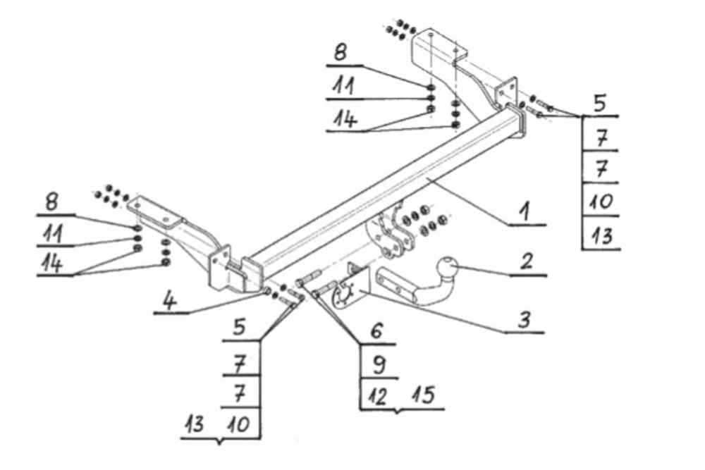 Фаркоп на Citroen C4 хетчбек 3/5 дверей 2004-10/2010, Peugeot 307 хетчбек 3/5 дверей 2001-06/2005, 07/2005-2007, Peugeot 308 2007-05/2011 без подрезки бампера (паспорт и сертификат в комплекте)(без электрики) Steinhof.C-026