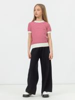 Джемпер для девочки с коротким рукавом AT996 молочный-красный