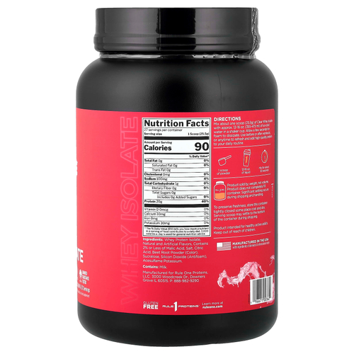 Rule One Proteins, Clear Isolate ™, клубничный лимонад, 689 г (1,52 фунта)