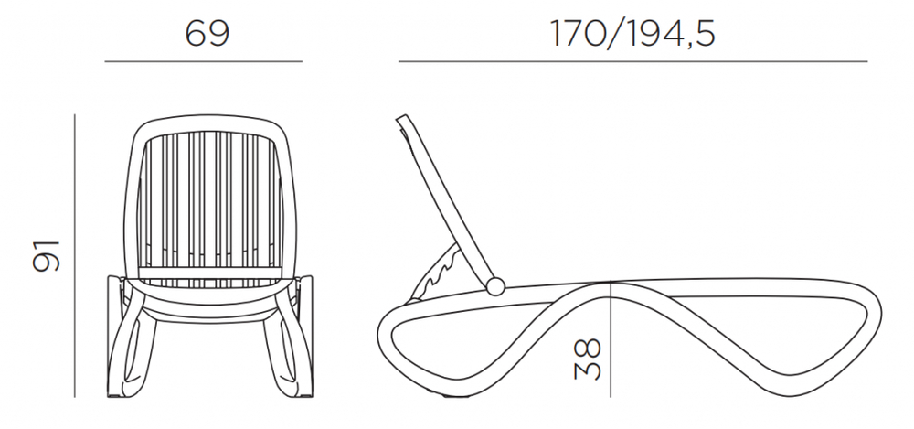 Шезлонг-лежак пластиковый, Nardi Tropico, белый