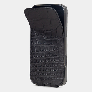 Чехол iPhone 16 Pro Max натуральная кожа аллигатора, черного цвета