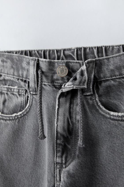 ZARA ДЖИНСЫ BARREL СО ШНУРКОМ, СЕРЫЙ