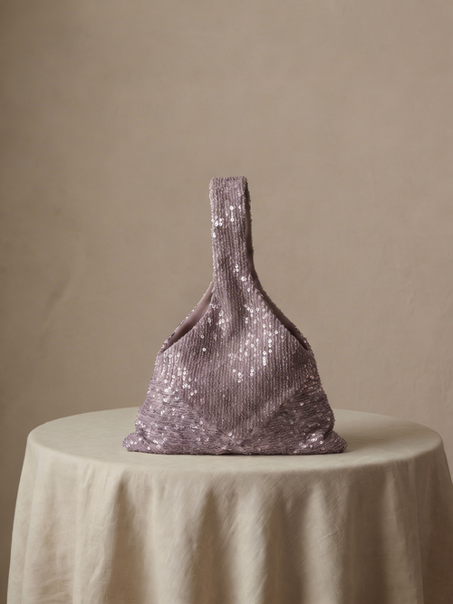 Свадебный клатч лилового цвета с пайетками