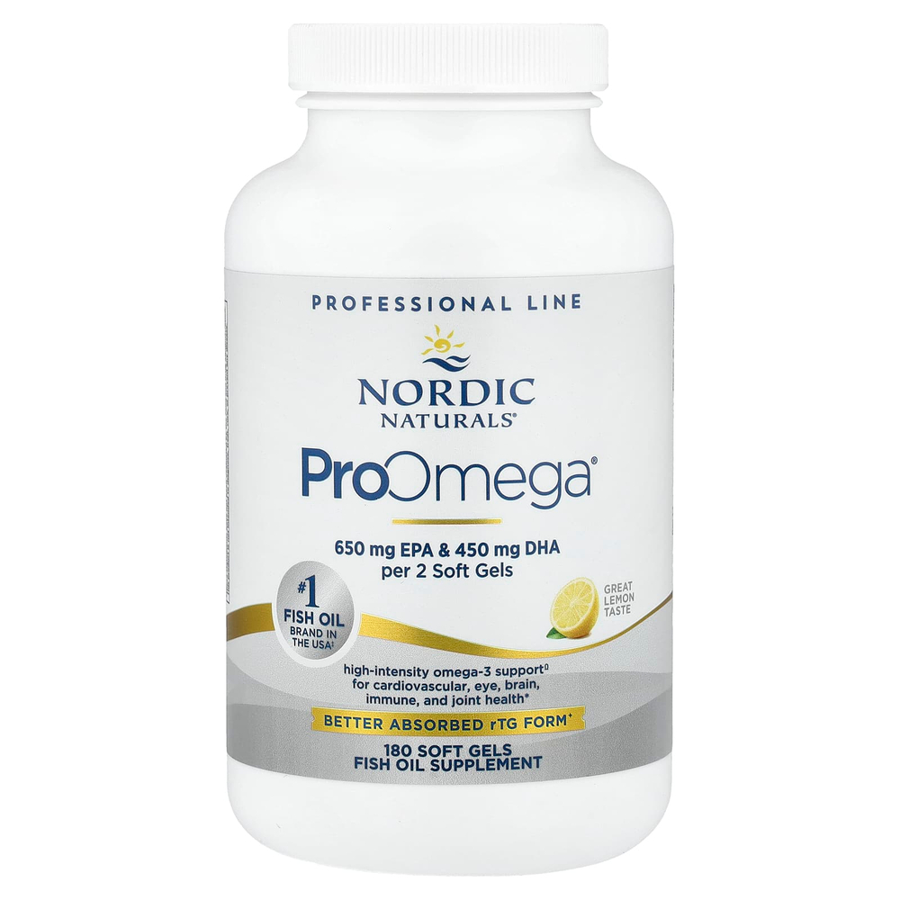 Nordic Naturals, ProOmega®, лимон, 180 мягких таблеток (640 мг на мягкий гель)