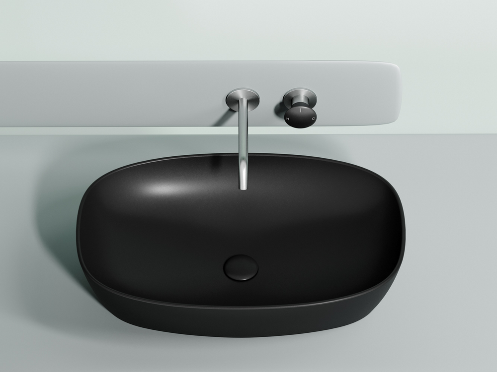 Умывальник чаша накладная овальная (цвет Черный Матовый) Element 610x385x140мм
