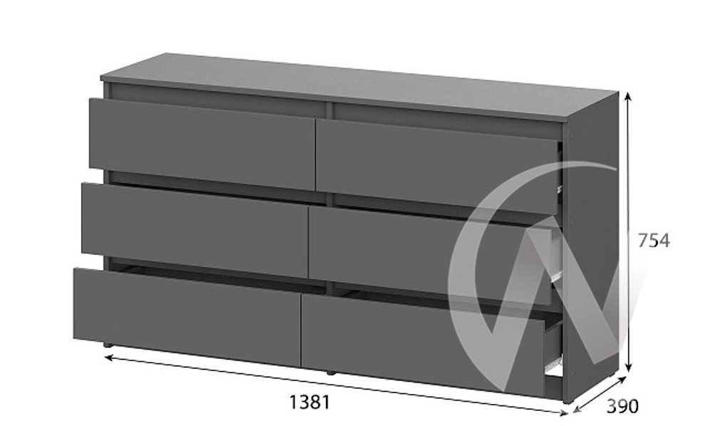 Комод 6 ящиков МС Денвер