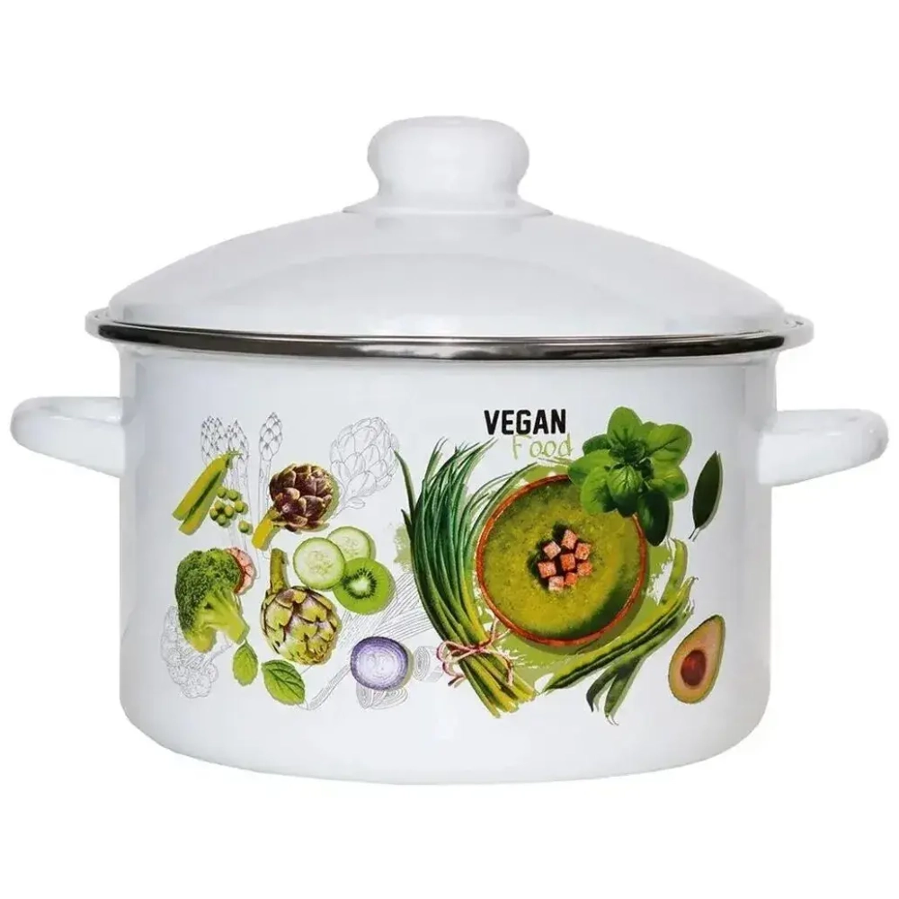 Кастрюля эмал цил Веган 2,0л мет/об