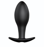 Чёрная анальная пробка с пультом управления - 8,5 см. (Цвет: черный)