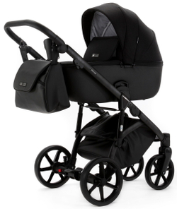 Детская коляска Adamex Nola Natura 2 в 1 N-11-CARBON (ЧЕРН + ЧЕРН. КОЖА)