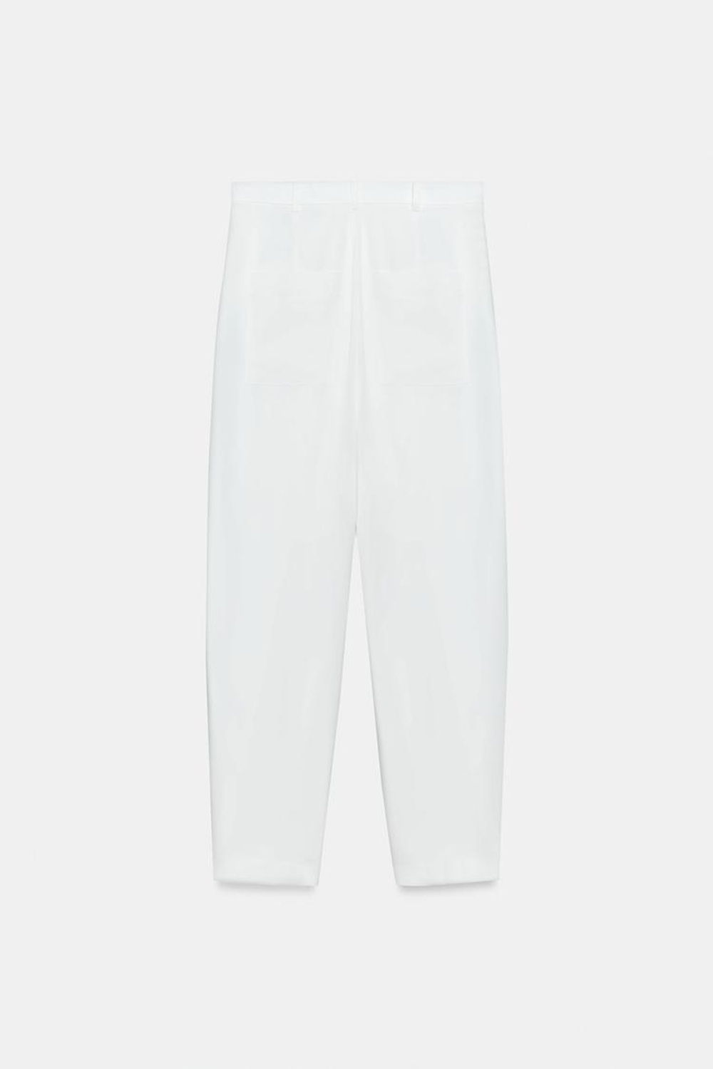 ZARA СВОБОДНЫЕ БРЮКИ С ЗАЩИПАМИ — ZW COLLECTION, ЖЕЛТОВАТО-БЕЛЫЙ