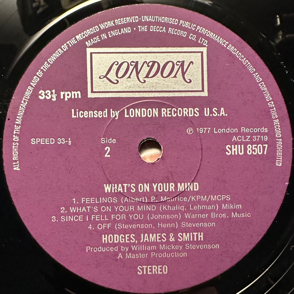 Hodges, James & Smith - What's On Your Mind? (Англия 1977г.)