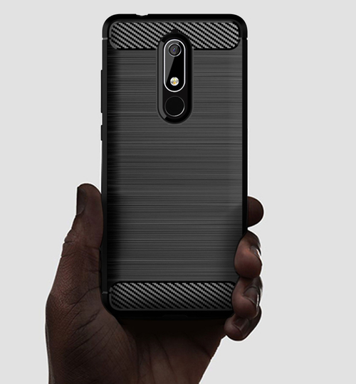 Чехол на Nokia 5.1 цвет Black (черный), серия Carbon от Caseport