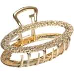 Заколка-краб для волос «AKS - DesignPRO», овал, цвет золото и хром, 6.8*3см