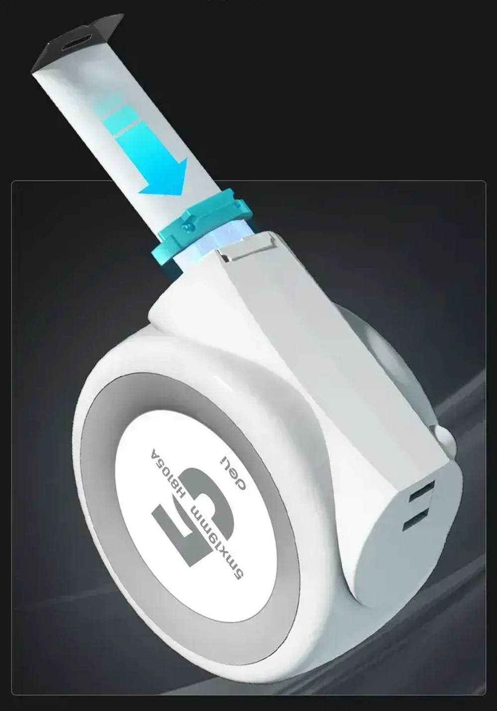 Рулетка "Home Series White" Deli H8103A 3м х 19мм (Эксклюзивный дизайн, клипса, ремешок, подарочная упаковка)