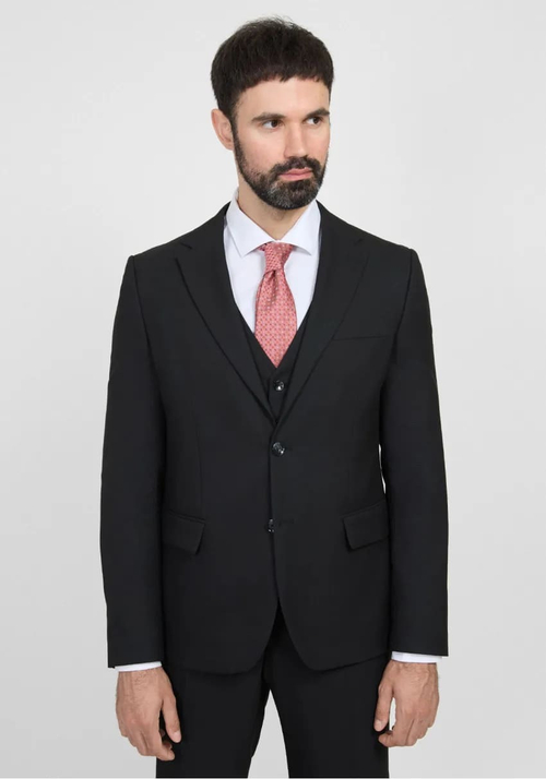 Мужской классический костюм тройка (черный) Б21
