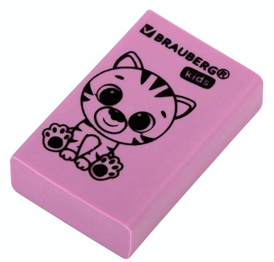 Ластик прямоугльный 26х17х7мм,в ассорт. "Школьный" (BRAUBERG)