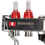 Коллекторная группа ROMMER 2 выхода нержавеющая сталь с расходомерами RMS-1201-000002