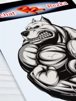 Наклейка - Питбуль бодибилдер