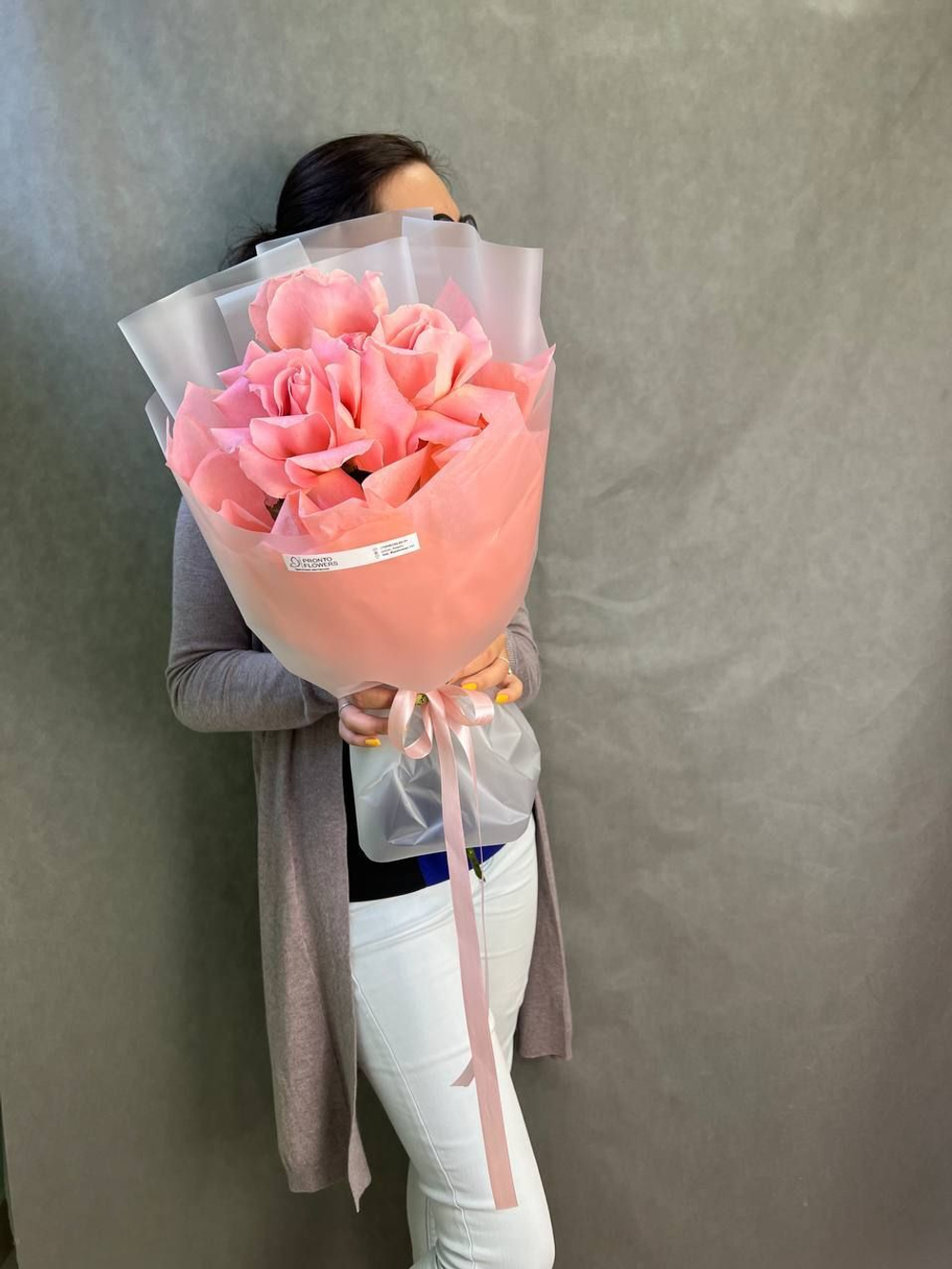 Французские розы , цвет розовый , 3 штуки