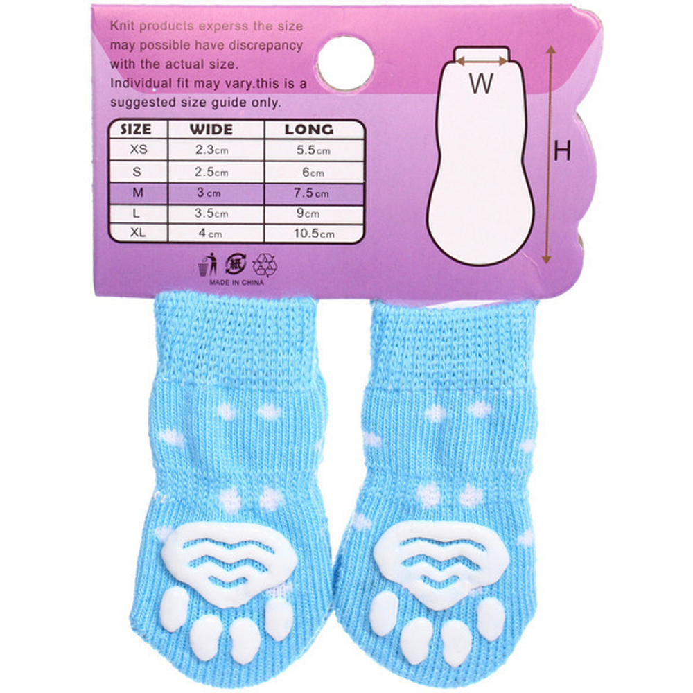 Носочки для животных «LAPUSIK», принт Снеговичок, цвет голубой, размер m, 3см