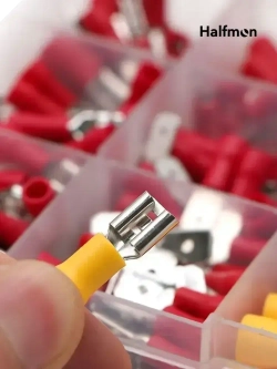 Клеммы обжимные для проводов с изолятором набор 280 шт в кейсе. Колодка клеммная, Кабельный наконечник.