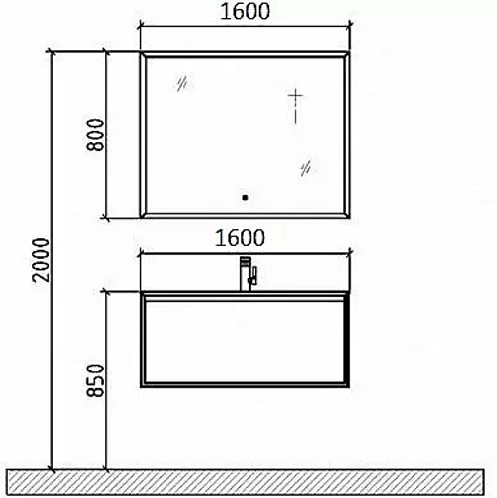 Зеркало Black&White Universe U909.MR1600 160х80 LED, сенсорное
