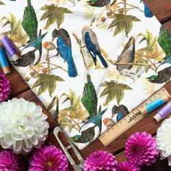 Ткань шелк Армани ласточки на ветках