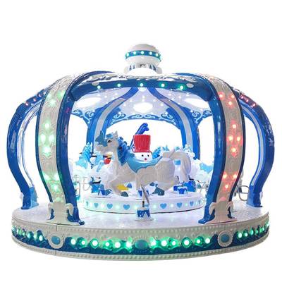 Детская электрическая карусель «Снежная корона» синяя, 12 мест