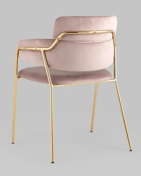 Стул Polin, розовый велюр с золотыми ножками
