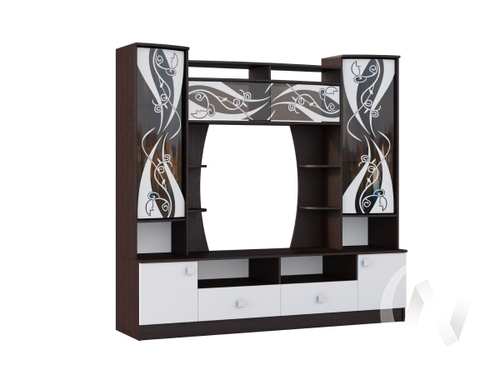 Центральная часть Гостиная Женева (венге/белый глянец холодный)