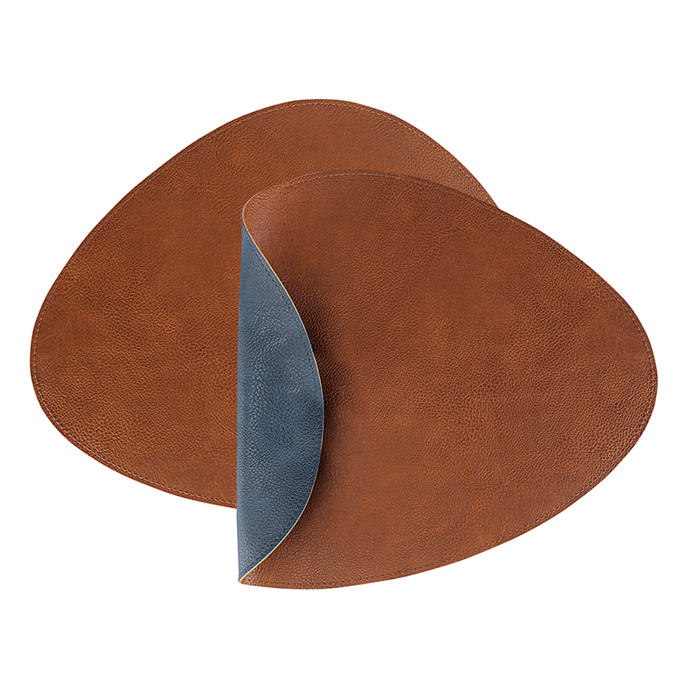 Набор из 4-х двухсторонних сервировочных салфеток drop, 33х41 см, синий/коричневый