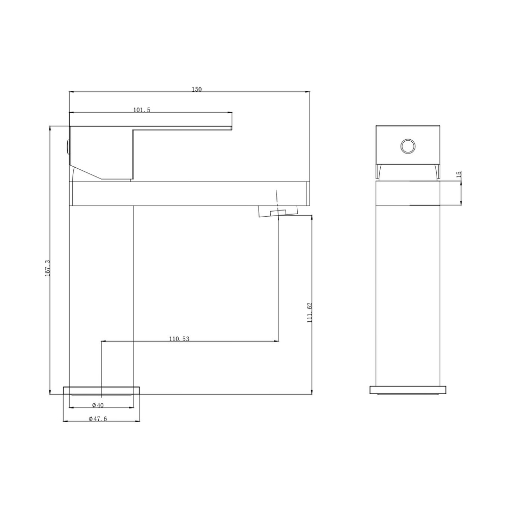 Смеситель для раковины WONZON & WOGHAND, Черный матовый (WW-A40982-MB)