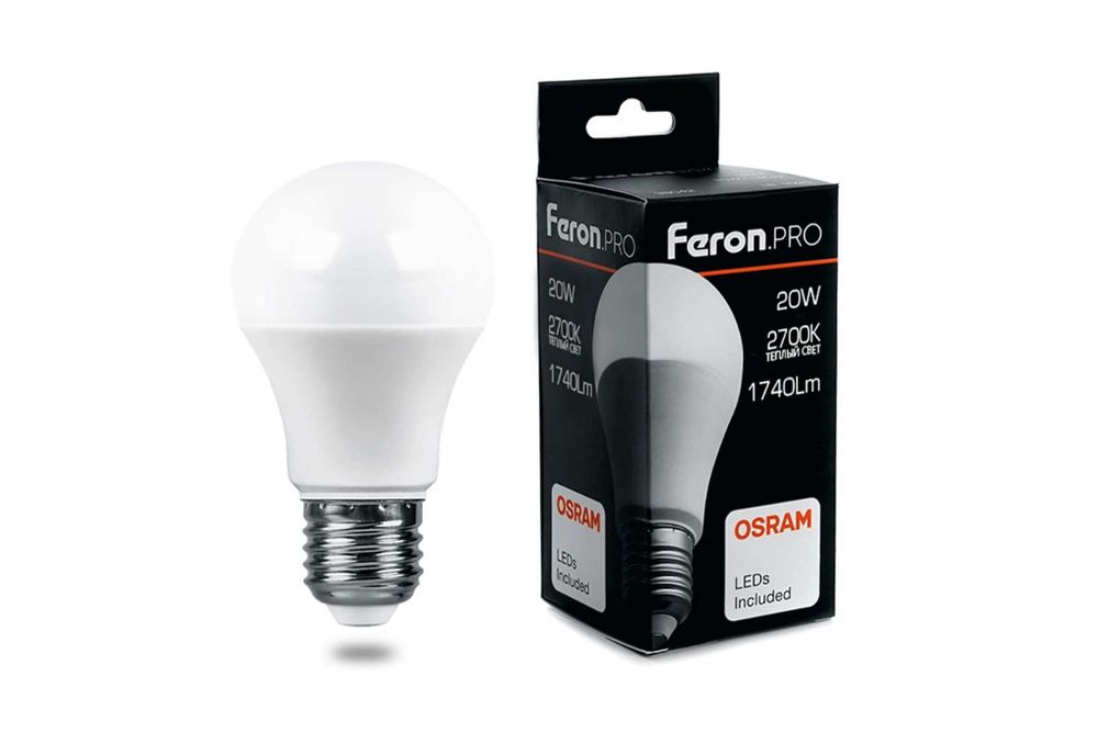 Светодиодная лампа FERON PRO LB-1020 Шар E27 20W 2700K OSRAM LED 38041